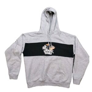 Vintage Looney Tunes Women's Size XL Hoodie Taz Bugs Daffy Color Block Y2K Style